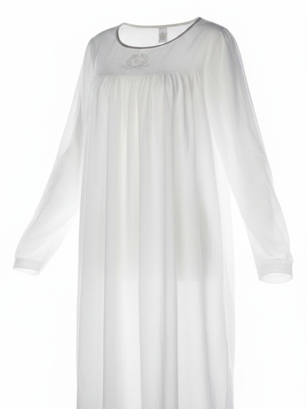 Vtg Calida Swiss White Cotton Nightgown L Long Sleeve Embroidered Victorian 80s